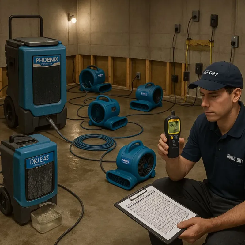 Structural Drying and Dehumidification process in New Century KS, KS